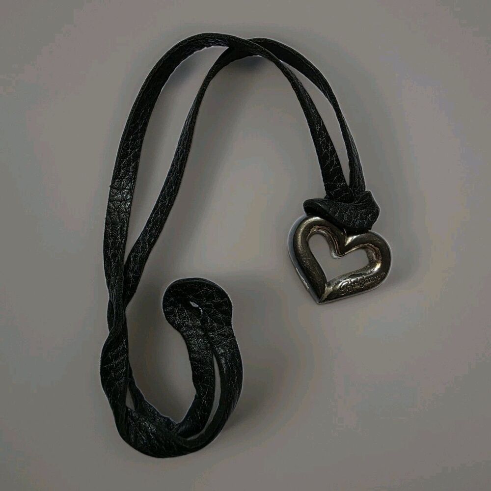 BRIGHTON Black Leather Replacement Heart Loop Strap Purse Bag Charm Fob